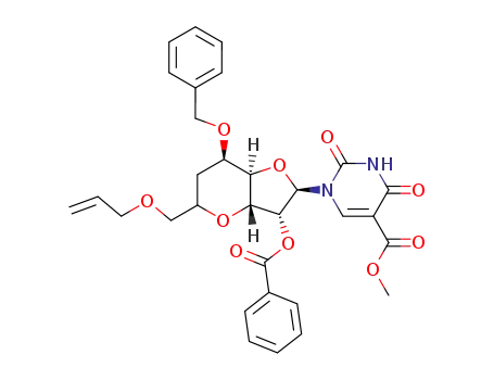 methyl 1-<8-O-allyl-3,7-anhydro-2-O-benzoyl-5-O-benzyl-6-deoxy-β-L-glycero-D-allo-octofuranos-(1,4)-yl>uracil-5-carboxylate