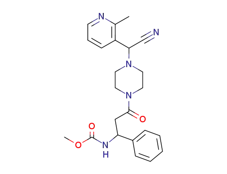 Molecular Structure of 149692-09-1 (1-(3-(N-(Methoxycarbonyl)amino)-3-phenylpropanoyl)-4-((2-methyl-3-pyri dyl)cyanomethyl)piperazine)