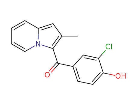 Molecular Structure of 77823-36-0 ((3-Chloro-4-hydroxy-phenyl)-(2-methyl-indolizin-3-yl)-methanone)