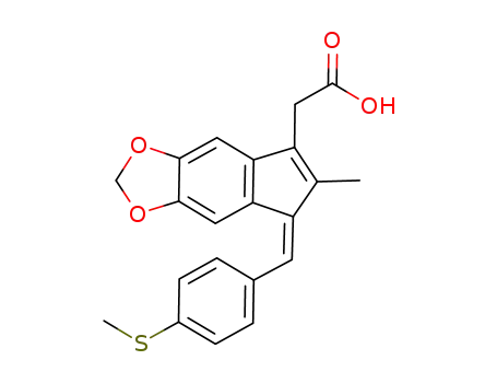 Molecular Structure of 146443-24-5 ((E)-2-methyl-(5,6-methylenedioxy)-1-(p-methylthiobenzylidene)-3-indenylacetic acid)