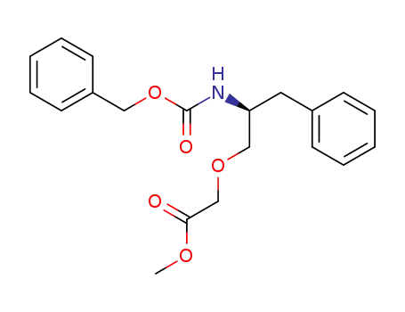 Molecular Structure of 142056-24-4 (Acetic acid, [3-phenyl-2-[[(phenylmethoxy)carbonyl]amino]propoxy]-,
methyl ester, (S)-)