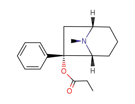 Molecular Structure of 101006-65-9 (Propionic acid (1S,5R,6S,8S)-8-methyl-6-phenyl-8-aza-bicyclo[3.2.1]oct-6-yl ester)