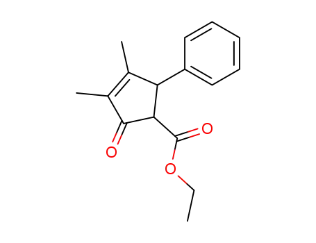 Molecular Structure of 100420-33-5 (3,4-Dimethyl-2-oxo-5-phenyl-cyclopent-3-enecarboxylic acid ethyl ester)