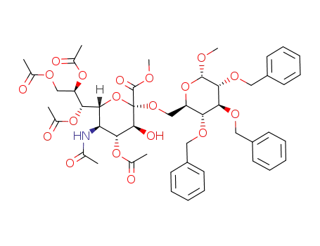 (2R,3S,4R,5S,6R)-4-Acetoxy-5-acetylamino-3-hydroxy-6-((1S,2R)-1,2,3-triacetoxy-propyl)-2-((2R,3R,4S,5R,6S)-3,4,5-tris-benzyloxy-6-methoxy-tetrahydro-pyran-2-ylmethoxy)-tetrahydro-pyran-2-carboxylic acid methyl ester
