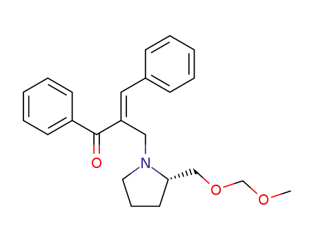 Molecular Structure of 143008-27-9 ((E)-2-((S)-2-Methoxymethoxymethyl-pyrrolidin-1-ylmethyl)-1,3-diphenyl-propenone)