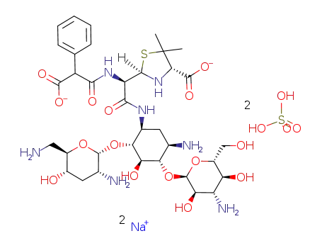Molecular Structure of 100909-03-3 (C<sub>35</sub>H<sub>53</sub>N<sub>7</sub>O<sub>15</sub>S<sup>(2-)</sup>*2H<sub>2</sub>O<sub>4</sub>S*2Na<sup>(1+)</sup>)