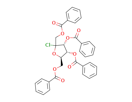 Molecular Structure of 13019-85-7 (1,3,4,6-tetra-O-benzoyl-D-psicofuranosyl chloride)