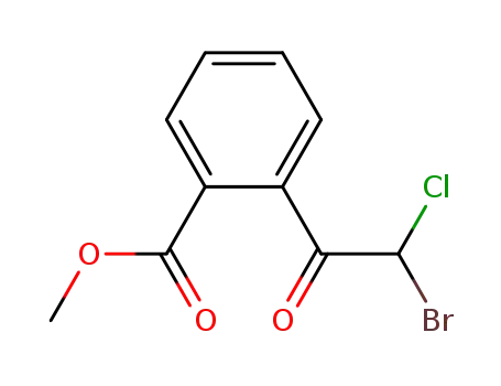 Molecular Structure of 137777-30-1 (Benzoic acid, 2-(bromochloroacetyl)-, methyl ester)