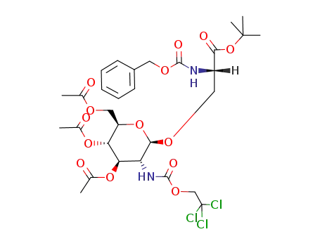 N-benzyloxycarbonyl-O-<3,4,6-tri-O-acetyl-2-N-(2,2,2-trichloroethyloxycarbonyl)-amino-2-deoxy-β-D-glucopyranosyl>-serine tert-butyl ester