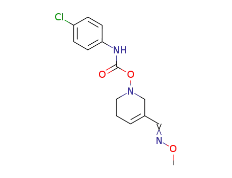 3-Pyridinecarboxaldehyde, 1,2,5,6-tetrahydro-1-((((4-chlorophenyl)amino)carbonyl)oxy)-, 3-(O-methyloxime), (E)-