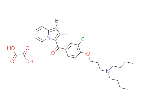 Molecular Structure of 79282-28-3 ((1-Bromo-2-methyl-indolizin-3-yl)-[3-chloro-4-(3-dibutylamino-propoxy)-phenyl]-methanone; compound with oxalic acid)