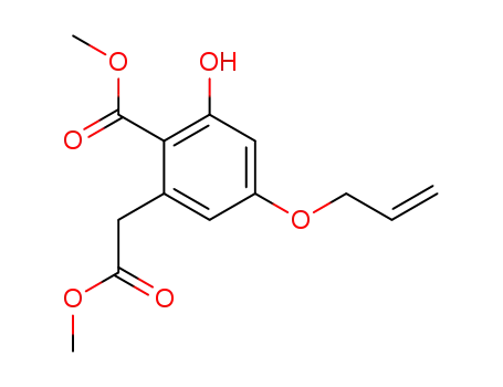Molecular Structure of 144108-02-1 (methyl <5-(allyloxy)-3-hydroxy-2-(methoxycarbonyl)phenyl>acetate)