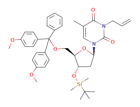 Molecular Structure of 150884-11-0 (N<sup>(3)</sup>-Allyl-3'-O-(tert-butyldimethylsilyl)-5'-O-(p,p'-dimethoxytrityl)thymidine)