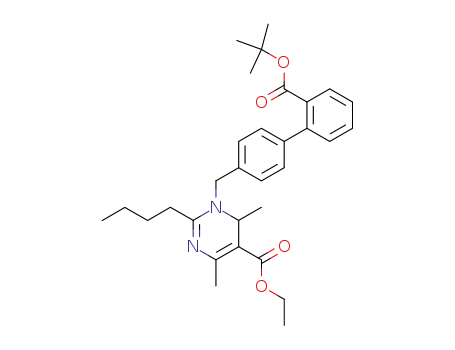 Molecular Structure of 142385-36-2 (2-butyl-1-<2'-<(1,1'-dimethylethoxy)carbonyl><1,1'-biphenyl>-4-yl>-1,6-dihydro-4,6-dimethyl-5-pyrimidinecarboxylic acid)