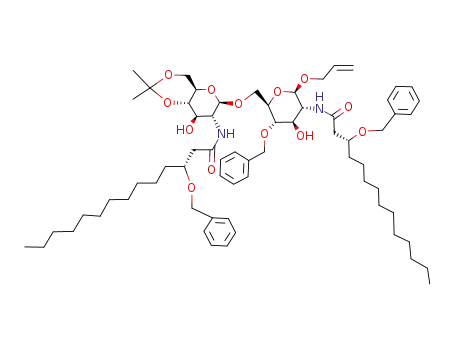 allyl 4-O-benzyl-2-<(R)-3-benzyloxytetradecanoylamino>-6-O-<2-<(R)-3-benzyloxytetradecanoylamino>-2-deoxy-4,6-O-isopropylidene-β-D-glucopyranosyl>-2-deoxy-β-D-glucopyranoside
