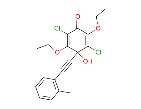 Molecular Structure of 108213-34-9 (2,5-dichloro-3,6-diethoxy-4-hydroxy-4-<(2-methylphenyl)ethynyl>-2,5-cyclohexadien-1-one)