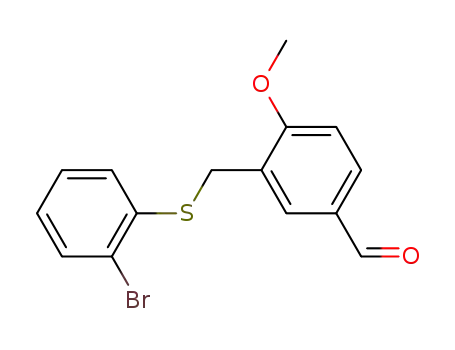 Molecular Structure of 104967-30-8 (3-(2-Bromophenylthiomethyl)-4-methoxybenzaldehyde)