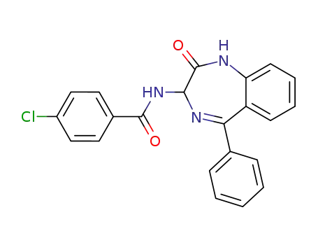 Molecular Structure of 103373-10-0 (1,3-dihydro-3-(RS)-(4-chlorophenylcarbonyl)amino-5-phenyl-2H-1,4-benzodiazepin-2-one)
