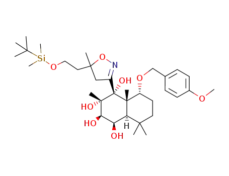 (1α,2β,3β,4β,4aα,8α,8aβ)-(+/-)-decahydro-1-<3-<5-methyl-5-<<(1,1-dimethylethyl)dimethylsilyl>ethoxy>>-4,5-dihydroisoxazolyl>-8-(4-methoxybenzyloxy)-2,5,5,8a-tetramethyl-1,2,3,4-naphthalenetetraol
