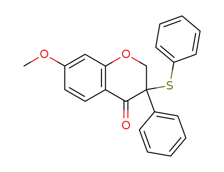 Molecular Structure of 153618-03-2 (7-methoxy-3-phenyl-3-phenylthio-2,3-dihydro-(4H)-benzopyran-4-one)
