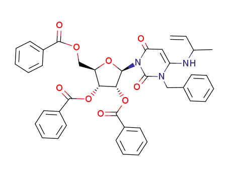 Molecular Structure of 124218-91-3 (1-benzyl-6-(α-methylallylamino)-3-(2',3',5'-tri-O-benzoyl-β-D-ribofuranosyl)uracil)