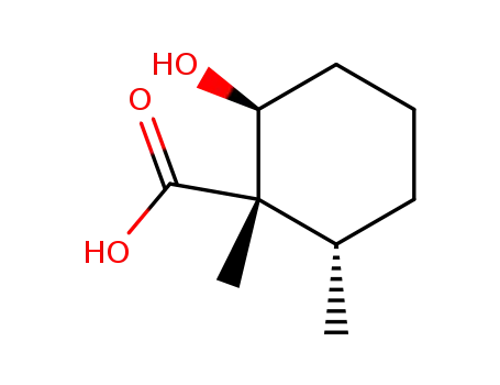 Molecular Structure of 121772-20-1 ((1S,2S,6S)-2-Hydroxy-1,6-dimethyl-cyclohexanecarboxylic acid)