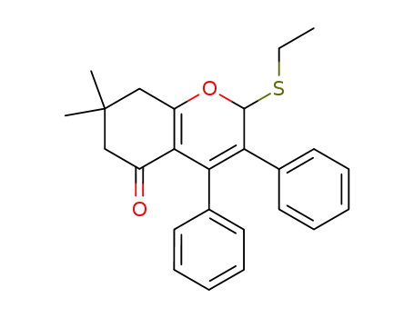Molecular Structure of 86760-10-3 (5H-1-Benzopyran-5-one,
2-(ethylthio)-2,6,7,8-tetrahydro-7,7-dimethyl-3,4-diphenyl-)