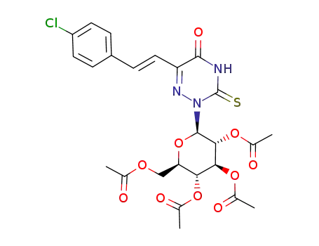 2-(2,3,4,6-tetra-O-acetyl-β-D-glucopyranosyl)-6-β-(4-chlorophenyl)vinyl-3-thioxo-2,3-dihydro-1,2,4-triazin-5(4H)-one