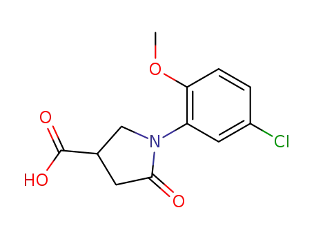 Molecular Structure of 63675-21-8 (1-(5-CHLORO-2-METHOXYPHENYL)-5-OXO-3-PYRROLIDINECARBOXYLIC ACID)