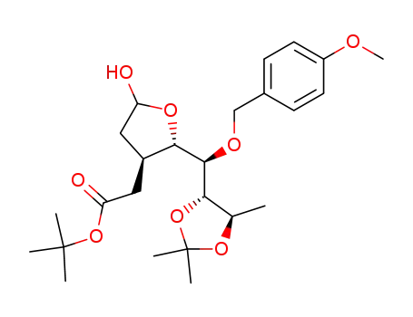 {(2S,3R)-5-Hydroxy-2-[(R)-(4-methoxy-benzyloxy)-((4S,5R)-2,2,5-trimethyl-[1,3]dioxolan-4-yl)-methyl]-tetrahydro-furan-3-yl}-acetic acid tert-butyl ester