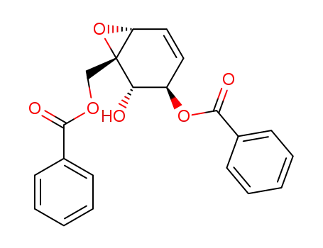 Molecular Structure of 29399-87-9 ((1S,6α)-1α-(Benzoyloxy)methyl-7-oxabicyclo[4.1.0]hept-4-ene-2β,3α-diol 3-benzoate)