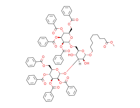 Molecular Structure of 228850-28-0 (Nonanoic acid, 9-(O-2,3,4,6-tetra-O-benzoyl-.alpha.-D-mannopyranosyl-(1?3)-O-2,3,4,6-tetra-O-benzoyl-.alpha.-D-mannopyranosyl-(1?6)-.alpha.-D-mannopyranosyl)oxy-, methyl ester)