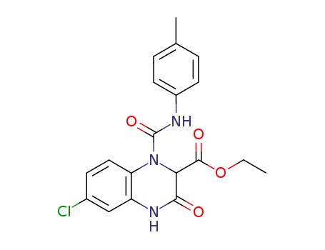 6-chloro-3-oxo-1-<i>p</i>-tolylcarbamoyl-1,2,3,4-tetrahydro-quinoxaline-2-carboxylic acid ethyl ester