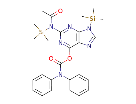 Molecular Structure of 138373-37-2 (Carbamic acid, diphenyl-,
2-[acetyl(trimethylsilyl)amino]-9-(trimethylsilyl)-9H-purin-6-yl ester)