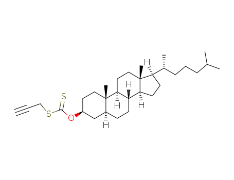 Molecular Structure of 165452-00-6 (Dithiocarbonic acid O-[(3S,5S,8R,9S,10S,13R,14S,17R)-17-((R)-1,5-dimethyl-hexyl)-10,13-dimethyl-hexadecahydro-cyclopenta[a]phenanthren-3-yl] ester S-prop-2-ynyl ester)