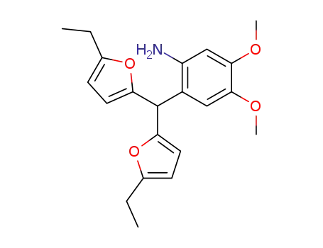 Molecular Structure of 319432-08-1 (2-[bis-(5-ethyl-furan-2-yl)-methyl]-4,5-dimethoxy-phenylamine)