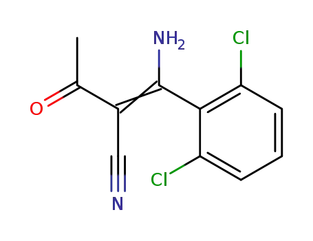 Molecular Structure of 21486-59-9 (α-Acetyl-β-amino-2,6-dichlorocinnamonitrile)