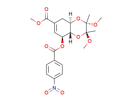 Molecular Structure of 321887-10-9 ((2S,3S,4aR,8S,8aS)-2,3-Dimethoxy-2,3-dimethyl-8-(4-nitro-benzoyloxy)-2,3,4a,5,8,8a-hexahydro-benzo[1,4]dioxine-6-carboxylic acid methyl ester)