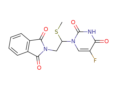 Molecular Structure of 81068-67-9 (1H-Isoindole-1,3(2H)-dione,
2-[2-(5-fluoro-3,4-dihydro-2,4-dioxo-1(2H)-pyrimidinyl)-2-(methylthio)eth
yl]-)