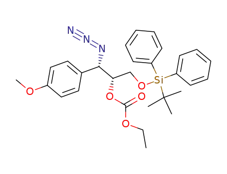 Carbonic acid (1R,2S)-2-azido-1-(tert-butyl-diphenyl-silanyloxymethyl)-2-(4-methoxy-phenyl)-ethyl ester ethyl ester