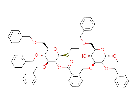 2-((2S,3R,4S,5R,6R)-3-Benzyloxy-6-benzyloxymethyl-5-hydroxy-2-methoxy-tetrahydro-pyran-4-yloxymethyl)-benzoic acid (2S,3R,4S,5R,6R)-4,5-bis-benzyloxy-6-benzyloxymethyl-2-ethylsulfanyl-tetrahydro-pyran-3-yl ester