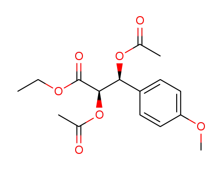 Molecular Structure of 182509-56-4 ((2R,3S)-2,3-Diacetoxy-3-(4-methoxy-phenyl)-propionic acid ethyl ester)