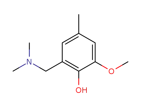 Molecular Structure of 123752-64-7 (2-[(DIMETHYLAMINO)METHYL]-6-METHOXY-4-METHYLBENZENOL)