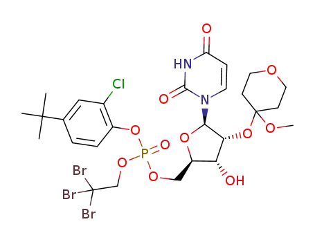 2'-O-(4-methoxytetrahydro-4-pyranyl)uridine-5'-O-(2,2,2-tribromoethyl 4-tert-butyl-2-chlorophenyl phosphate)