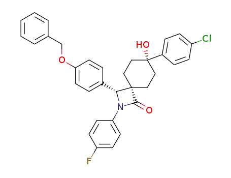 Molecular Structure of 194367-71-0 ((3R,4β,7α)-7-(4-chlorophenyl)-2-(4-fluorophenyl)-7-hydroxy-3-[4-(phenylMethoxy)phenyl]-2-azaspiro[3.5]nonan-1-one)