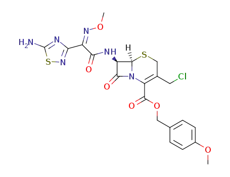 (6R,7R)-7-{2-(5-Amino-[1,2,4]thiadiazol-3-yl)-2-[(Z)-methoxyimino]-acetylamino}-3-chloromethyl-8-oxo-5-thia-1-aza-bicyclo[4.2.0]oct-2-ene-2-carboxylic acid 4-methoxy-benzyl ester
