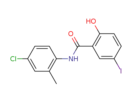Molecular Structure of 77067-94-8 (Benzamide, N-(4-chloro-2-methylphenyl)-2-hydroxy-5-iodo-)