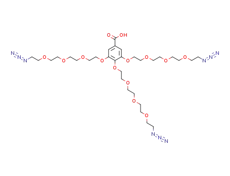 Molecular Structure of 168640-84-4 (3,4,5-Tris-(2-{2-[2-(2-azido-ethoxy)-ethoxy]-ethoxy}-ethoxy)-benzoic acid)