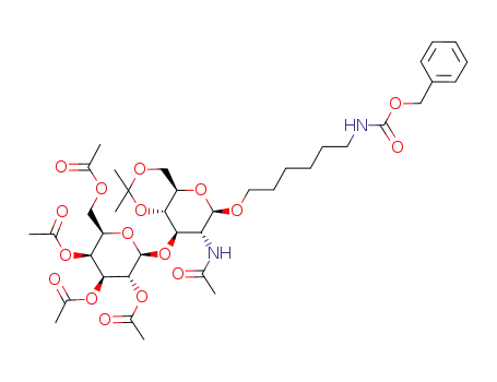 카르 밤산, 6-2- (아세틸 아미노) -2- 데 옥시 -4,6-O- (1- 메틸에 틸리 덴) -3-O- (2,3,4,6- 테트라 -O- 아세틸-. 베타 .- D- 갈 락토 피라 노실)-. 베타 .-D- 글루코 피라 노실 옥시 헥실-, 페닐 메틸 에스테르