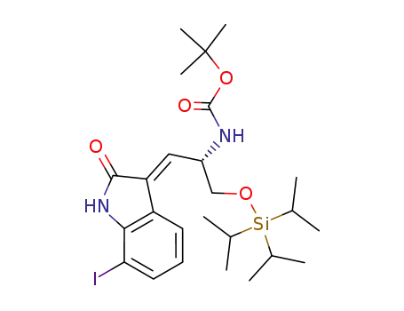 [1-(7-iodo-2-oxo-1,2-dihydro-indol-3-ylidenemethyl)-2-triisopropylsilanyloxy-ethyl]-carbamic acid <i>tert</i>-butyl ester